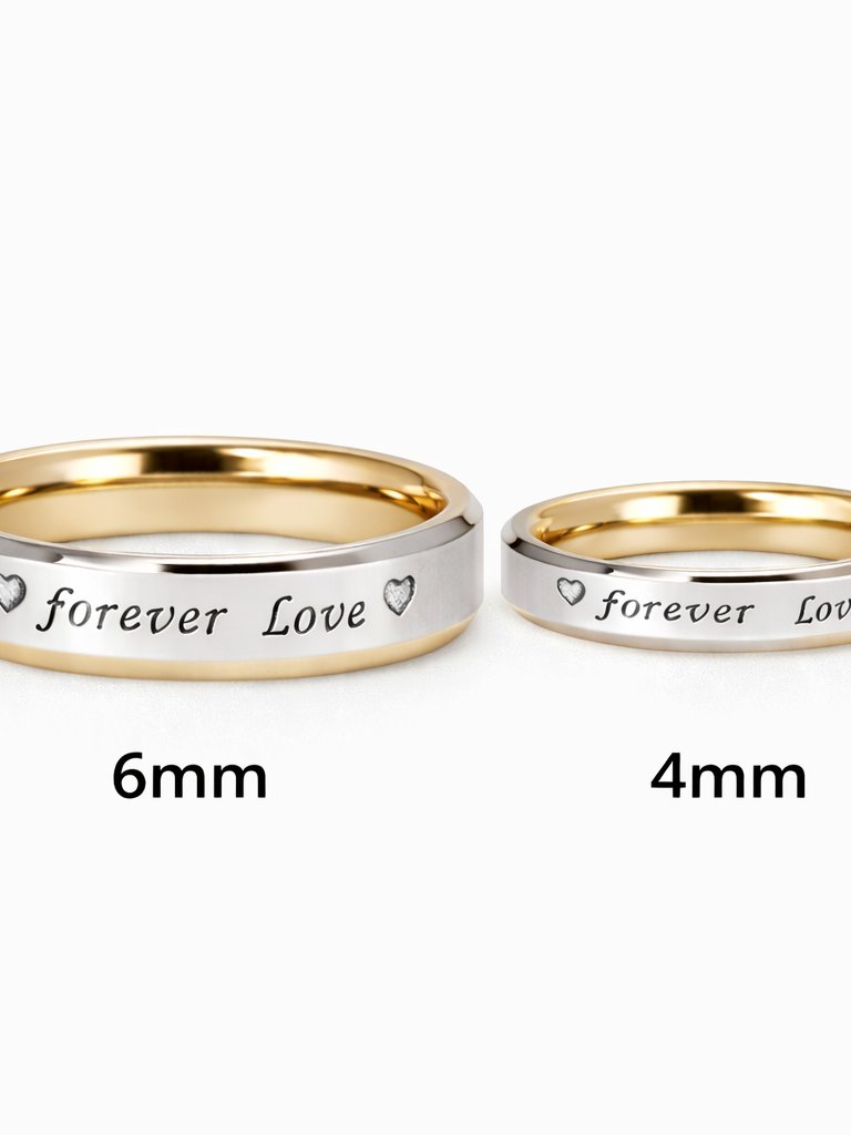Twotone Stainless Steel Forever Love Wedding Band 6mm Width 4mm Width